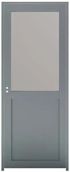 Bloc Porte Athena RAL7035 Vitrée H204 x L83 Poussant Droite Côtes Tableau +Poignée GD MENUISERIES