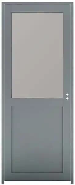 Bloc Porte Athena RAL7035 Vitrée H204 x L83 Poussant Gauche Côtes Tableau +Poignée GD MENUISERIES