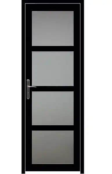 Bloc Porte Telia Noir Vitrée H204 x L83 Poussant Droite Côtes Tableau +Poignée GD MENUISERIES