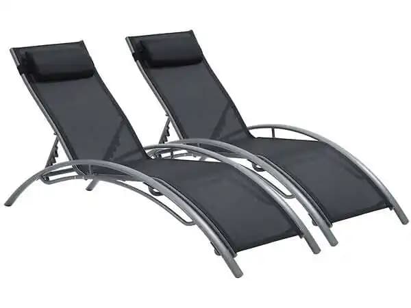 Bain de soleil en aluminium Beauty - Phoenix - Noir/Gris - Lot de 2