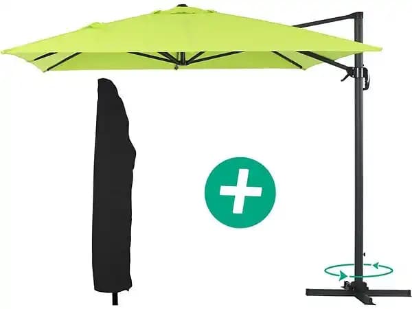 Parasol jardin déporté Alu Sun 4 - Rectangle - 3 x 4 m + Housse de protection - Vert