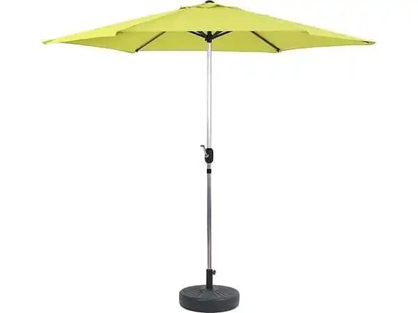 Parasol jardin droit Alu Sol - Rond - Ø 3m - Vert - Avec pied à lester