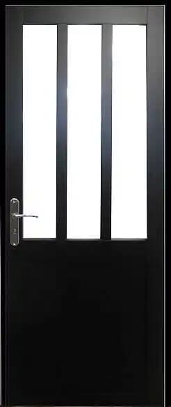 Bloc Porte Atelier Noir H204 x L83 Poussant Droite Côtes Tableau +Poignée GD MENUISERIES