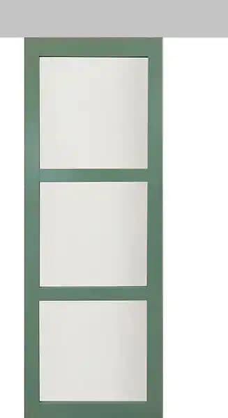 Porte Coulissante Vert Vitrée H204 x L73 + rail alu GD MENUISERIES