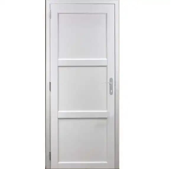 Bloc Porte Korya Blanc 3 panneaux H204 x L73 Poussant Gauche Côtes Tableau +Poignée GD MENUISERIES