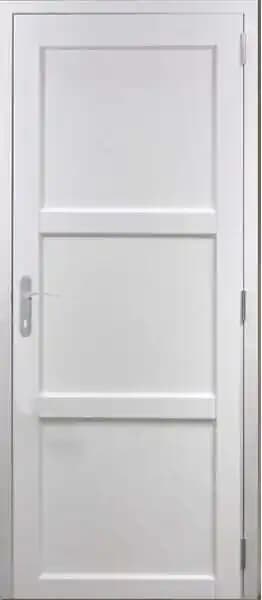 Bloc Porte Korya Blanc 3 panneaux H204 x L83 Poussant Droite Côtes Tableau +Poignée GD MENUISERIES