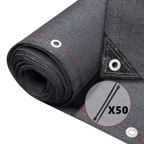 VOUNOT Brise vue occultant en HDPE 230g/m² 1.5x10m avec attaches de fixation anthracite