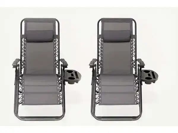 Lot de 2 fauteuil de jardin relax pliable Caro - Gris