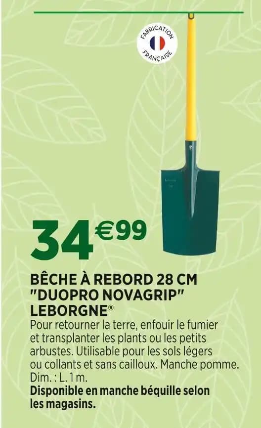LEBORGNE BÊCHE À REBORD 28 CM DUOPRO NOVAGRIP