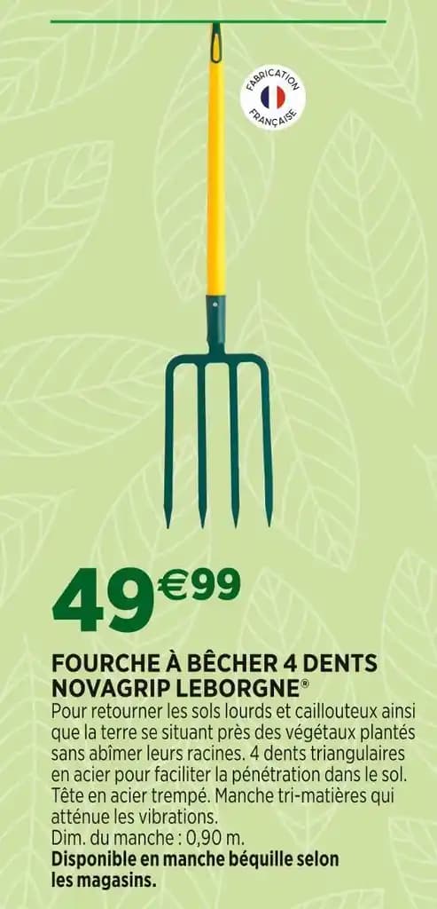 LEBORGNE FOURCHE À BÊCHER 4 DENTS NOVAGRIP