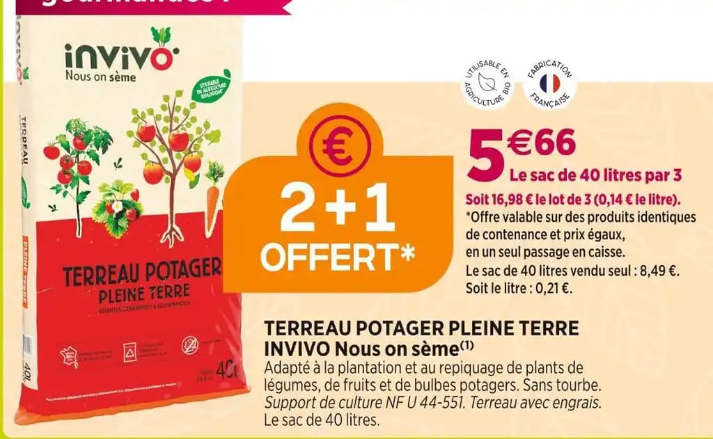 INVIVO Nous on sème TERREAU POTAGER PLEINE TERRE