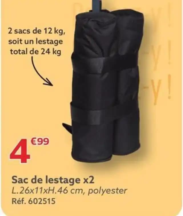 Sac de lestage x2 L.26x11xH.46 cm, polyester Réf. 602515