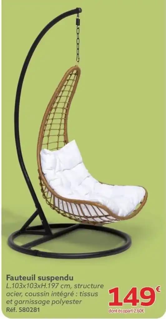 Fauteuil suspendu L.103x103xH.197 cm