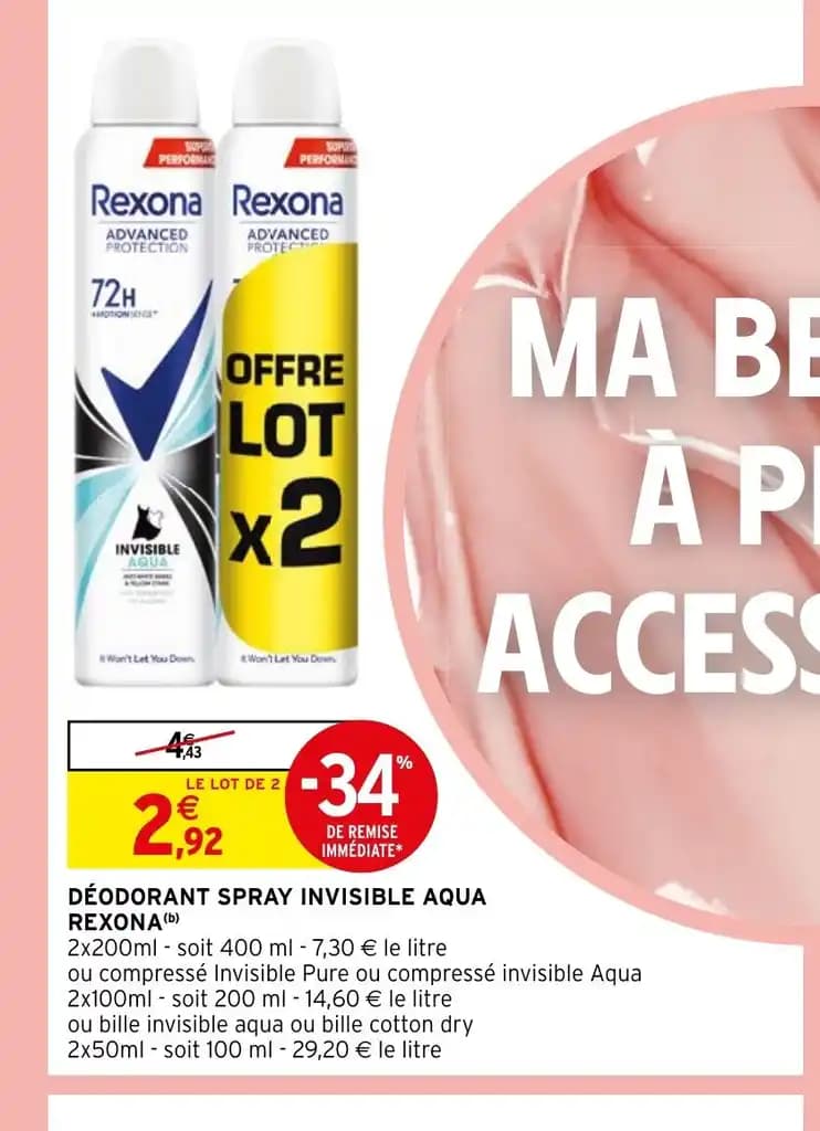 DÉODORANT SPRAY INVISIBLE AQUA REXONA (b)