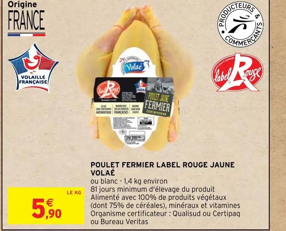 POULET FERMIER LABEL ROUGE JAUNE VOLAÉ