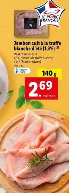Deluxe - jambon cuit à la truffe blanche d'été