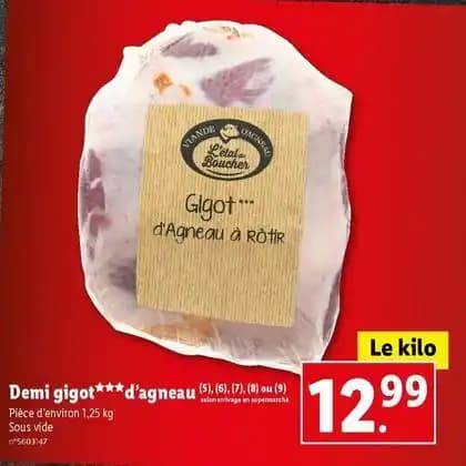 L'étal boucher - demi gigot d'agneau