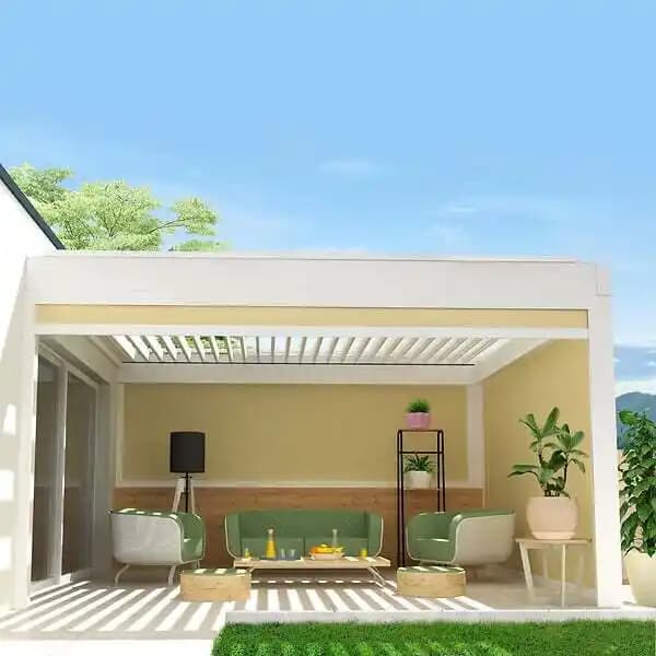 Coffre à coulisses pour pergola SPINELLE 4,00x2,50 M (Motorisé à Télécommande - Blanc - écru)