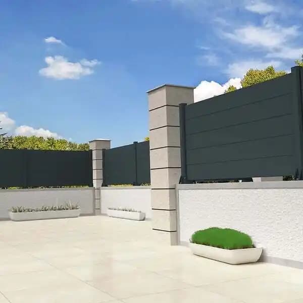 Clôture ranch panneau plein (Gris Anthracite - L 1911 x H 1115 mm - 7 lames)