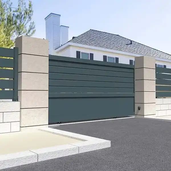 Portail coulissant mixte (Gris Anthracite - L 3500 x H 1594 mm)