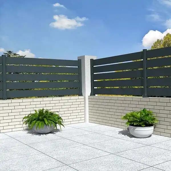 Clôture ranch panneau ajouré (Gris Anthracite - L 1911 x H 565 mm - 3 lames)