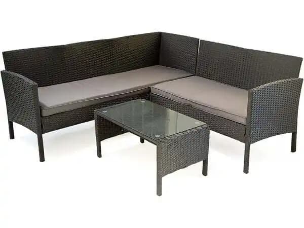 Salon de jardin en résine tressée Louisa - 5 places - Marron