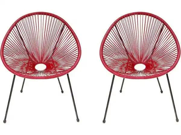 Lot de 2 fauteuils de jardin Ania - Rouge vin