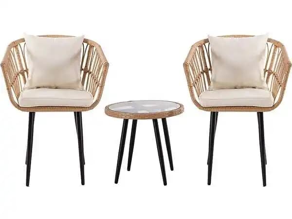 Salon de jardin en rotin Vela - 2 places - Marron