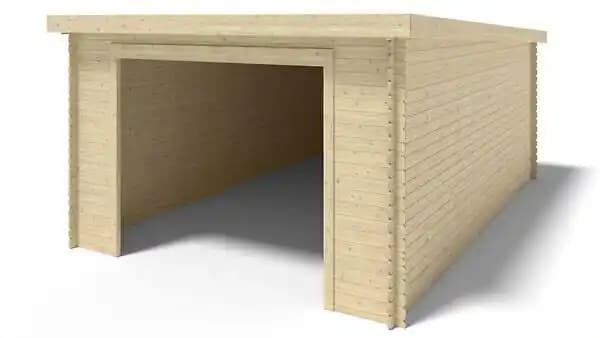 Garage en bois - 24m2 - 4x6m - Ep. 28mm - couleur: naturel