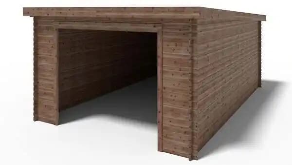 Garage en bois - 24m2 - 4x6m - imprégnée - Ep. 28mm - couleur: marron