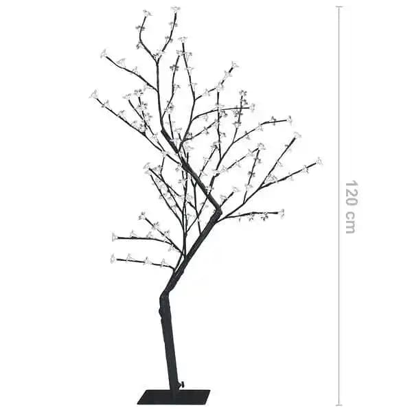 vidaXL Sapin de Noël 128 LED blanc chaud Cerisier en fleurs 120 cm