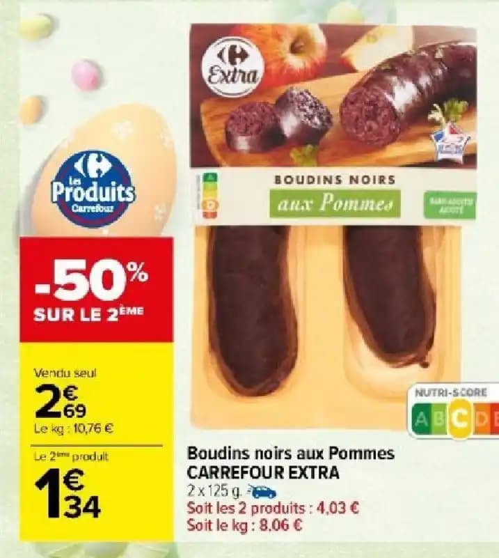 Boudins noirs aux Pommes CARREFOUR EXTRA