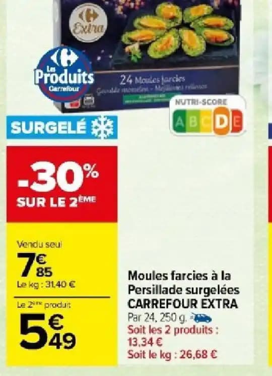 Moules farcies à la Persillade surgelées CARREFOUR EXTRA