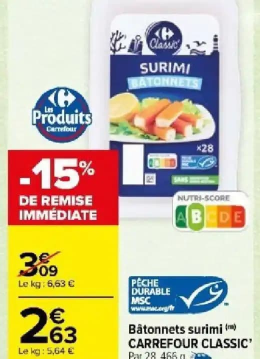 Bâtonnets surimi CARREFOUR CLASSIC"