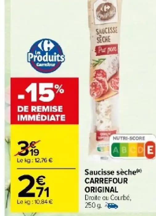 Saucisse sèche CARREFOUR ORIGINAL