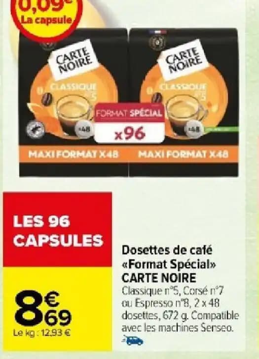 Dosettes de café Format Spécial CARTE NOIRE