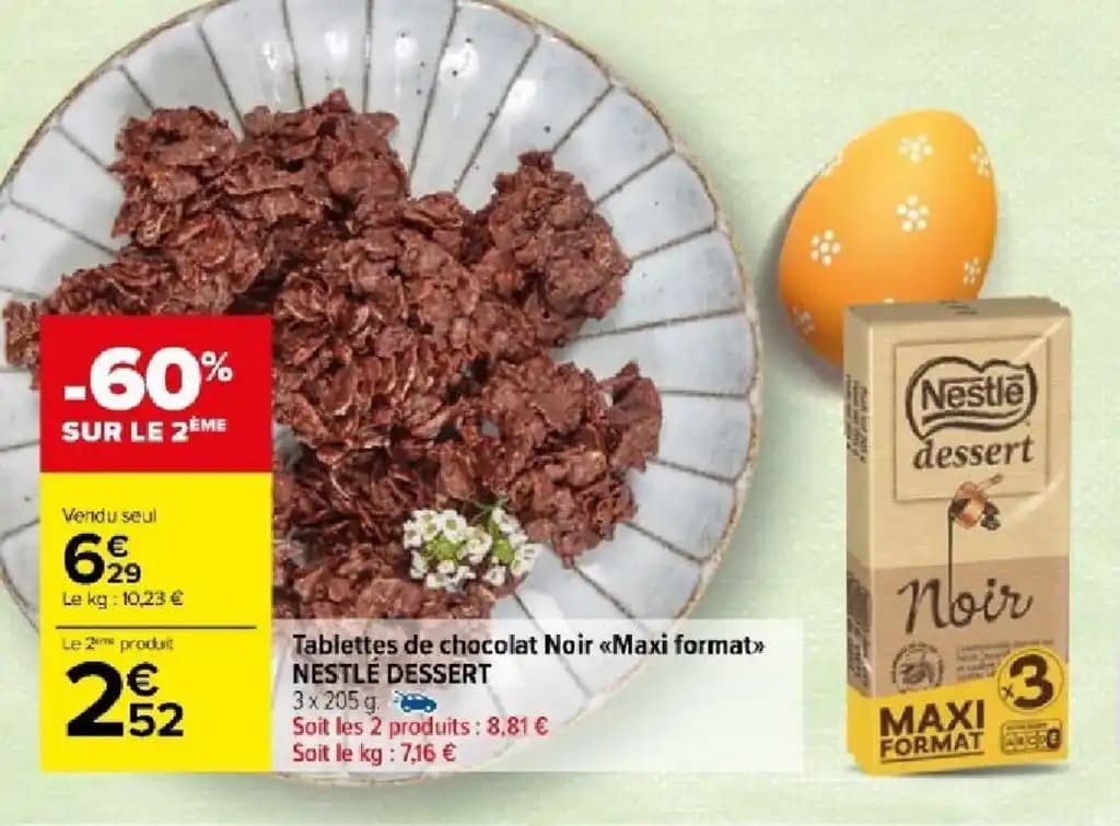 Tablettes de chocolat Noir Maxi format NESTLÉ DESSERT