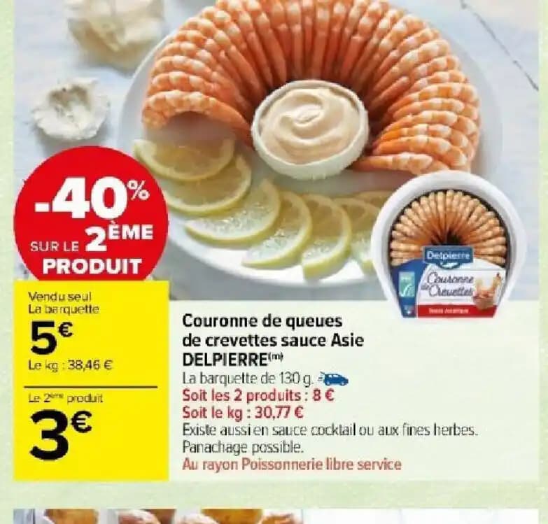 Couronne de queues de crevettes sauce Asie DELPIERRE