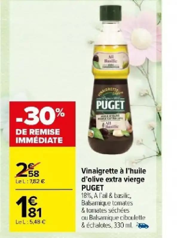 Vinaigrette à l'huile d'olive extra vierge PUGET