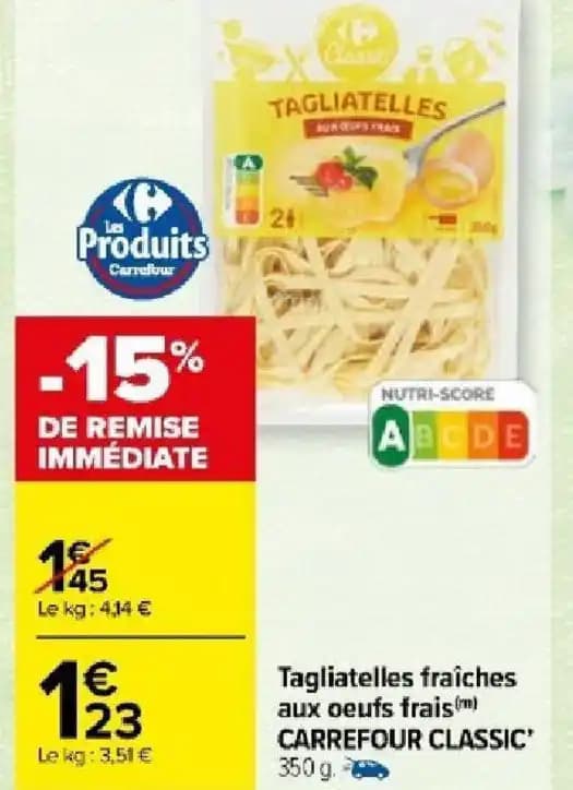 Tagliatelles fraîches aux oeufs frais