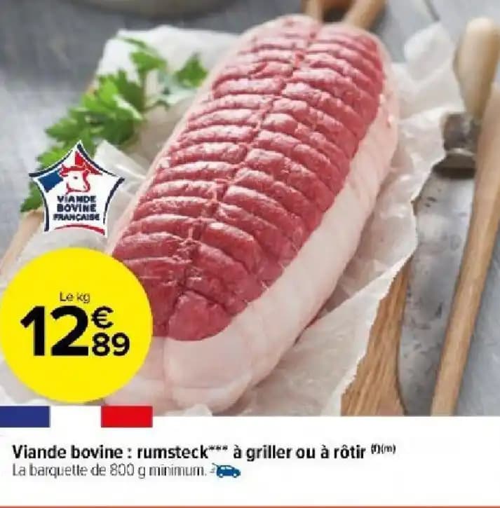 Viande bovine: rumsteck à griller ou à rôtir ((m)