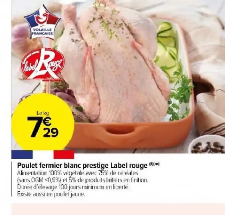 Poulet fermier blanc prestige Label rouge