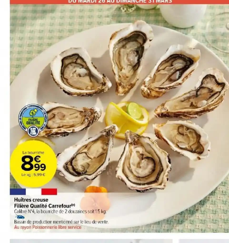 Huîtres creuse Filière Qualité Carrefour)