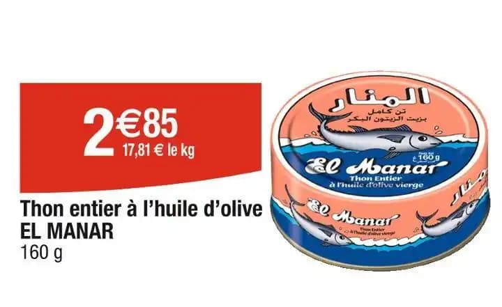 EL MANAR Thon entier à l’huile d’olive