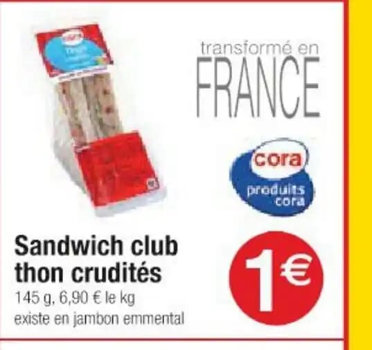 Sandwich club thon crudités 145 g
