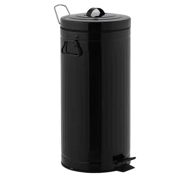 Poubelle de cuisine à pédale BROOKLYN Noir Acier inoxydable 30 L