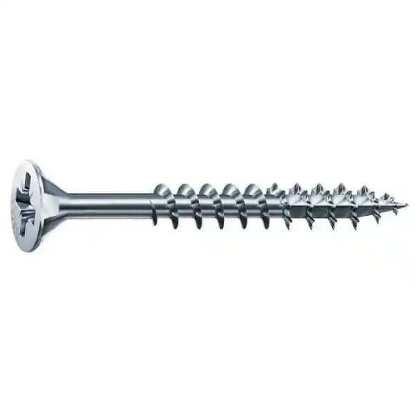 Vis à bois aggloméré tête fraisée empreinte pozidriv acier zingué blanc partiellement filetées Wirox, Ø 4 mm, longueur 40 mm,