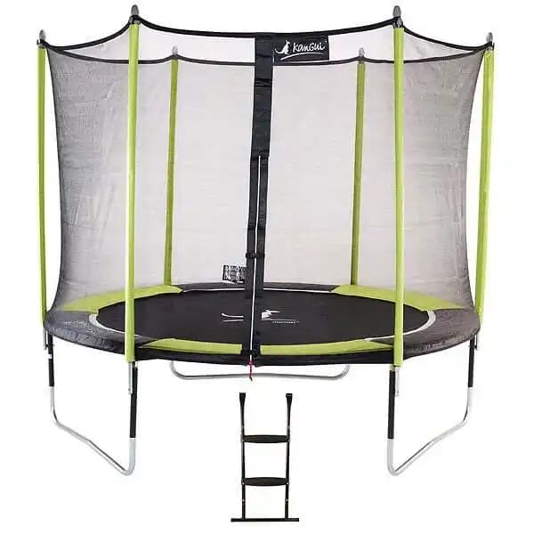Trampoline de jardin 305 cm + filet de sécurité + échelle JUMPI Vert/Noir 300