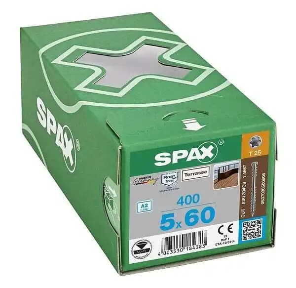 400 Vis Torx Autoforeuse 5x60 Spax-deck Inox A2 - Terrasse Bois Éxotique