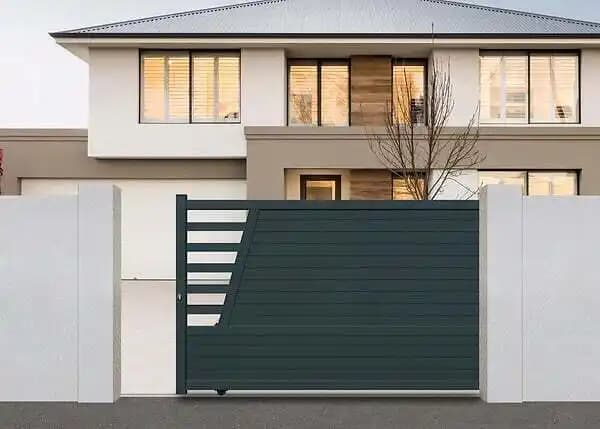 Portail coulissant en aluminium gris 3,25 m CLEO